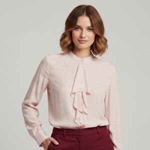 Lauren Ralph Lauren Black Label Ruffle Button Down Blouse NWT $165